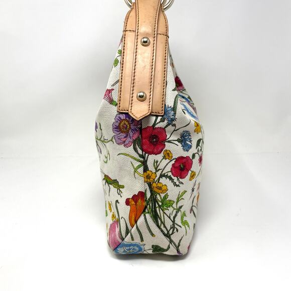 Gucci Horsebit Hobo Multicolor Flora Floral Cloth Leather Shoulder Bag Purse - Picture 9 of 17